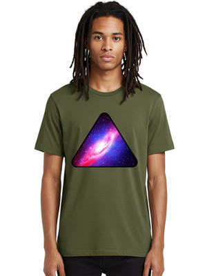Galaxy-Triangle Mens Graphic Tee, 100% Cotton, Casual Summer Wear