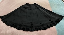 Vintage 1950’s  Black Taffeta Circular Skirt With Velvet Detail Petite Size 6/8