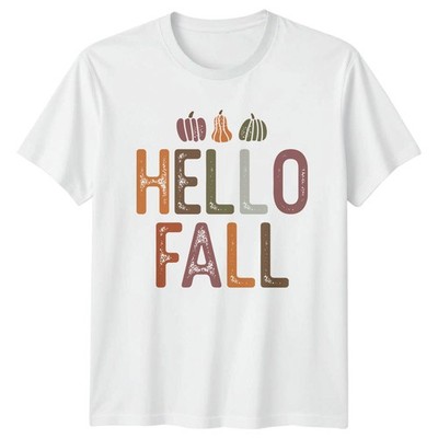 Hello Fall Pumpkins Autumn Season Herren T-Shirt Damen Grafik Tee