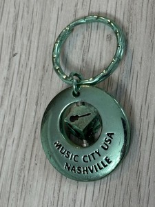 Nashville Tennessee Music City USA Spinner Green Keychain Worn