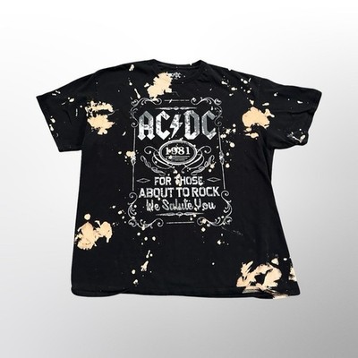 AC/DC ''For Those About To Rock We Salute You'' Bleach-Splatter Tee Adult XL
