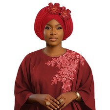 Women African Multi-Layer Cap Turban Gele Headtie Wrap Head Headwear Nigerian