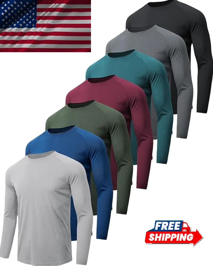 Men's 7 Pack Long Sleeve Shirts UPF 50+ UV Sun Protection Quick Dry Size L
Opens in a new window or