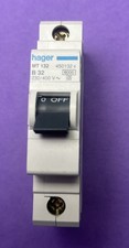 HAGER 32 AMP CURVE B 6kA MCB CIRCUIT BREAKER MT132 450132 - Great condition 