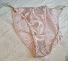 VINTAGE PINK STRING SATIN BIKINI PANTIES SIZE 2XL