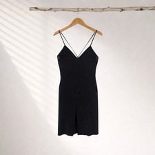 Avec Les Filles Black Slip Dress Womens L Criss Cross Strappy Midi Minimalist