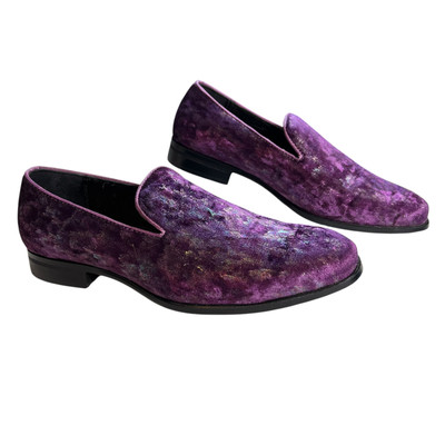 Stacy Adams Swank Fancy Loafers Mens Sz 7 Jacquard Purple Slip On Derby Festival