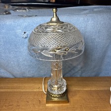 Vintage Dresden Cut Crystal Mushroom Dome Table Lamp Light Signed