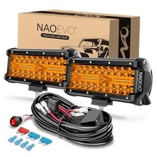 7 Inch LED Light Bar, 240W 24,000LM Offroad Fog/Driving Lights LED Pods Amber