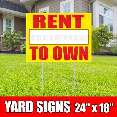 RENT TO OWN Yard Sign with H-Stakes Apartment Room Space Home Custom Phone