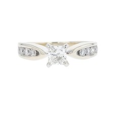 IGI .95ctw Diamond Solitaire with Accents Engagement Ring 14k White Gold Size 7