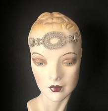 Original Edwardian, 1920s Rhinestone Headband, Headpiece, Silver , Gatsby Bridal