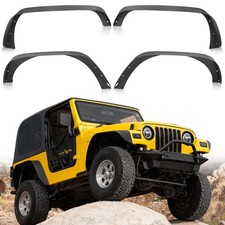 4pcs Flat Front Rear Fender Flares For 1997-2006 Jeep Wrangler Tj Lj Textured 4pcs Flat Front Rear Fender Flares For 1997-2006 Jeep Wrangler Tj Lj Textured