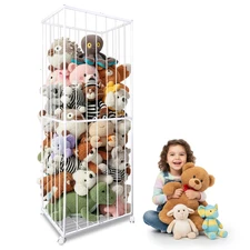 Stuffed Animal Storage, Metal Tube Extra Large Toy Storage Organizer with Brake 