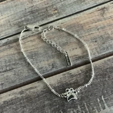 Demdaco Silver tone paw print chain bracelet Anklet 7-9 Inch