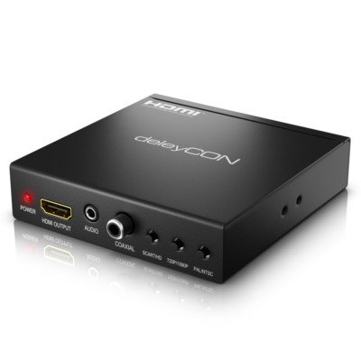 deleyCON SCART zu HDMI Konverter mit Audio Extractor SCART + HDMI Eingang auf HD