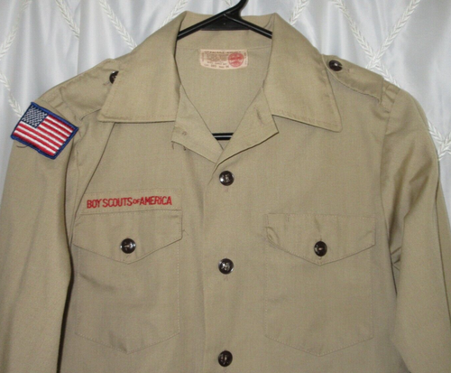 Boy Scouts of America Uniform Shirt Youth Size 14 Long Sleeves Tan Plain BSA - Picture 2 of 6