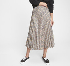 GAP WOMEN'S IVORY MULTICOLOR PLAID PLEATED MIDI SKIRT Sz 8