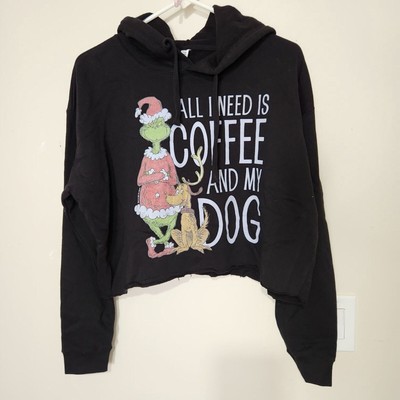 Lane Seven grinch print Cropped Sweatshirt For Women Medium Hooded  Black  B4