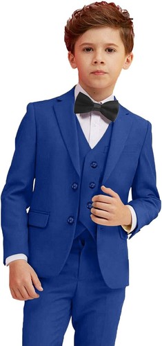 Boys Suits Slim Fit Kids Tuxedo Suit Formal Wedding Outfit Blazers Vests Pants - Picture 17 of 32