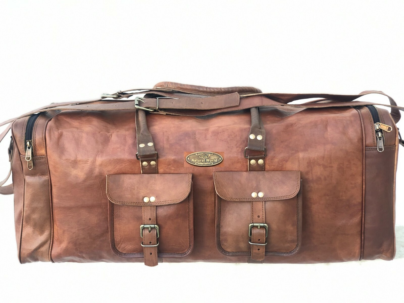 Maleta De Viaje De Fin De Semana De Cuero Encerado Y Desgastado De 30 Pulgadas