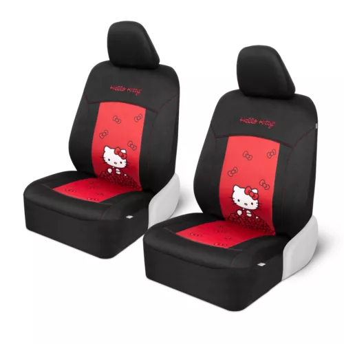 2-Pack Hello Kitty Car Seat Covers with Cute Red Bow Design - Car Accessories