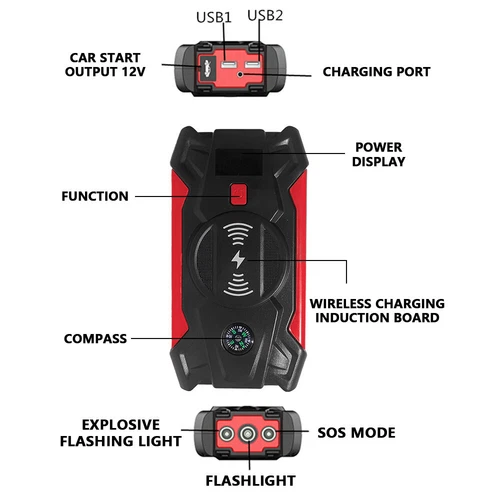 1500A Car Jump Starter Booster Jumper Portable Powerbank Battery Wireless Charge - Picture 6 of 15