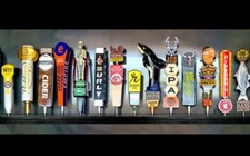 14 BEER TAP HANDLE DISPLAY WALL MOUNTED HOLDS 14 BEER TAPS INCLUDES BRACKETS