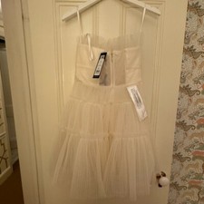 BCBG MAXAZRIA Strapless Tiered Tulle Mini Dress