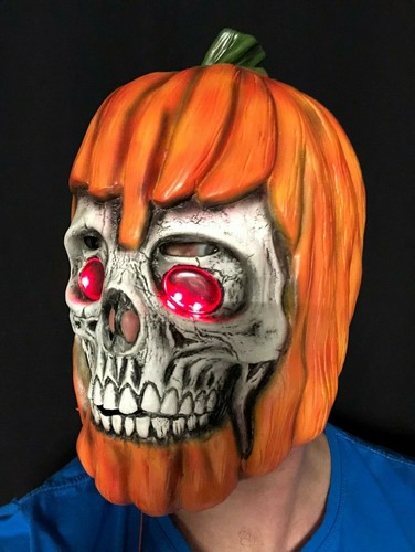 Scary Pumpkin Maske LED Jack O Laterne Skull Halloween Zubehör Orange Erwachsene - Bild 3 von 7