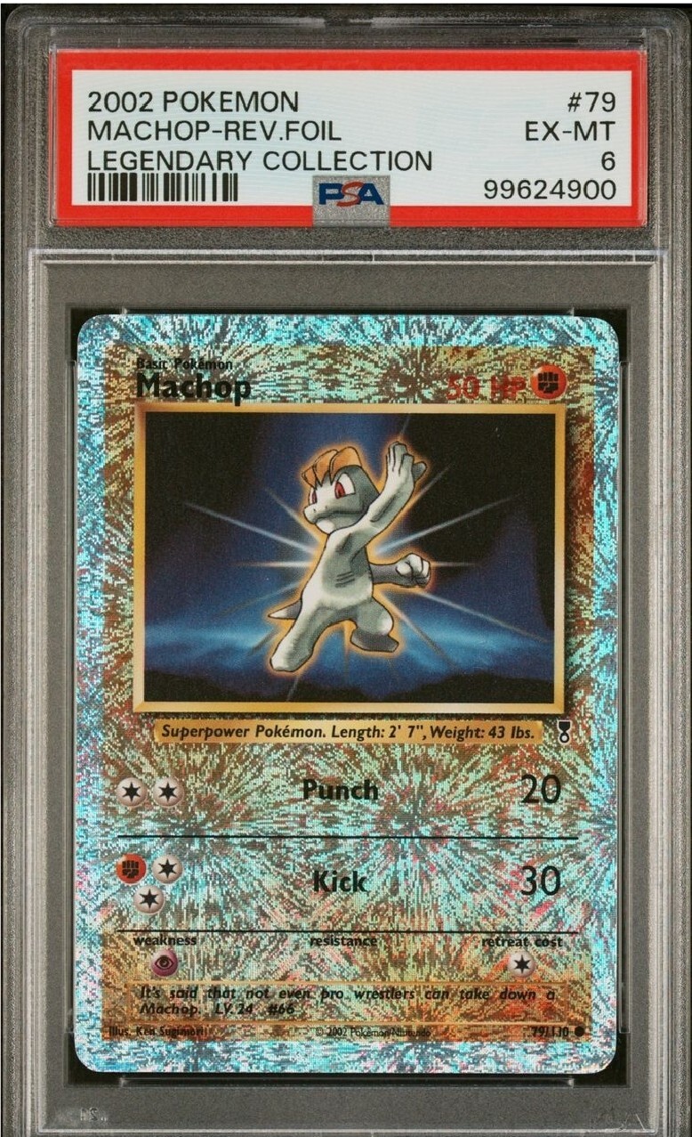 PSA 6 EX-MT 2002 Pokemon Legendary Collection #79 Machop Reverse Rev Holo Foil
