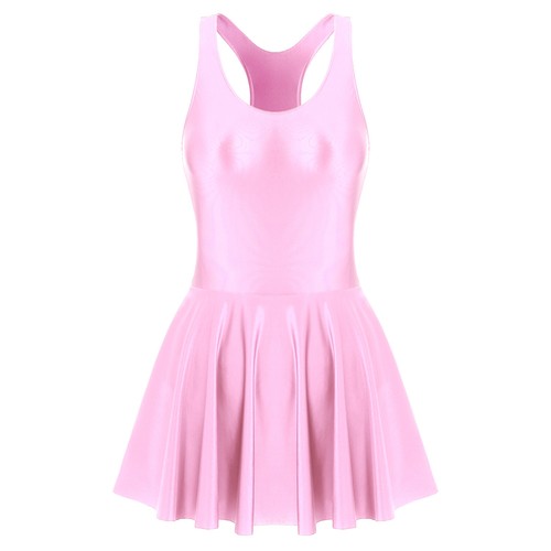 Women's Pleated Mini Dress Glossy Sleeveless Tank Tops Stretch Dresses Clubwear - Bild 60 von 108