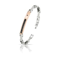 Bracciale Uomo in Acciaio 316L con fibra di carbonio e diamante nero carati 0...