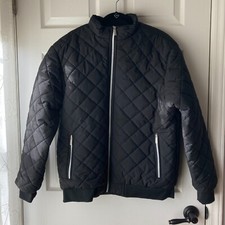 Womens Quilted Zip Coat Winter Warm Lined Casual Padded Black Jacket Ladies READ