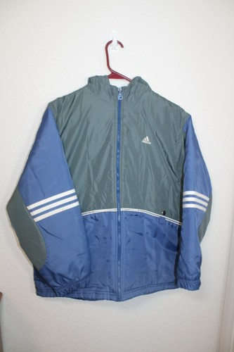 ADIDAS Youth Boys Extra large (18/20) Puffer Parka Jacket, Insulated, Blue/Green - Picture 2 of 11