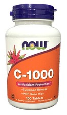 Now Foods C-1000 Sustained Release Rose Hips 100 Tablets Expires 09/2027