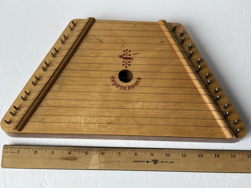 Vtg The Music Maker Nepenenoyka Wooden Lap Harp Musical Instrument Made In USSR - Picture 13 of 15