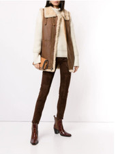 POLO Ralph Lauren Dark Brown Suede Skinny Patch Pants Trousers Size 2 NWT