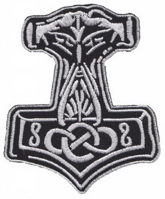 Mjolnir Viking Thor Hammer Loki Odin Skins Iron On Embroidered Patch UK SELLER