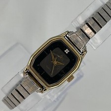 Lorus Women's Watch V236-5000 Gold Silver Tone Stretch Band NEW BATTERY RUNS