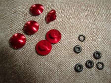 PROBOLT ANODISED ALUMINIUM BOLT CAP BUTTON M6 WITH RUBBER SEAL RED SET OF 6