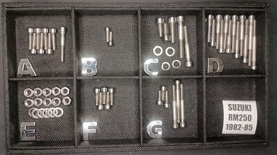 Suzuki RM250 1982-1985 Polished Stainless Engine Bolt Screw Set Kit 82 83 84 85