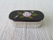 QUALITY, SILVER BOX WITH VICTORIAN PIETRA DURA FLOWER PANEL SHEFF 1992 44.4gs