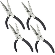 4 Pack Mini Long Nose Pliers Serrated Jaws with Side Cutter, Return Spring,...