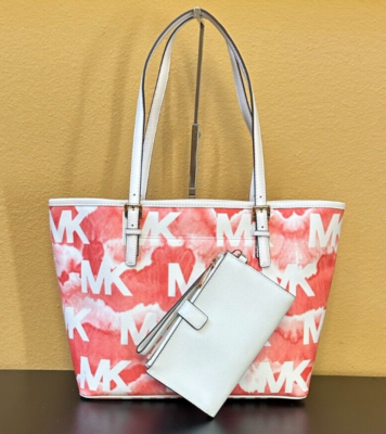 ★の★MICHAEL KORS MKロゴトートバッグ MICHAEL KORS JET SET MD CARRYALL TOTE + WALLET MK GRAPHIC LOGO