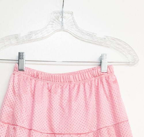 Cheerleader Skirt Kids Girls Pink White Polyester Striped Mini Pull On Size 12 - Picture 3 of 6