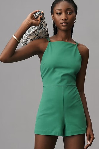 new Anthropologie Maeve Strappy Micro Romper new with tag SIZE M green