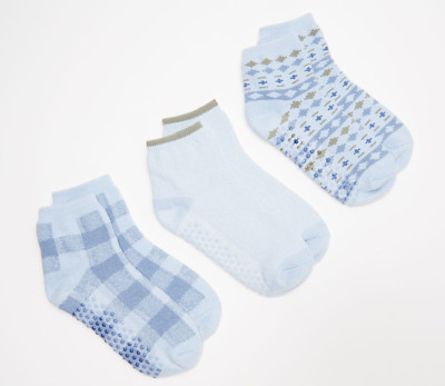 Cuddl Duds Soft Terry Anklet Lounge Socks Set of Three Kentucky Blue One Size