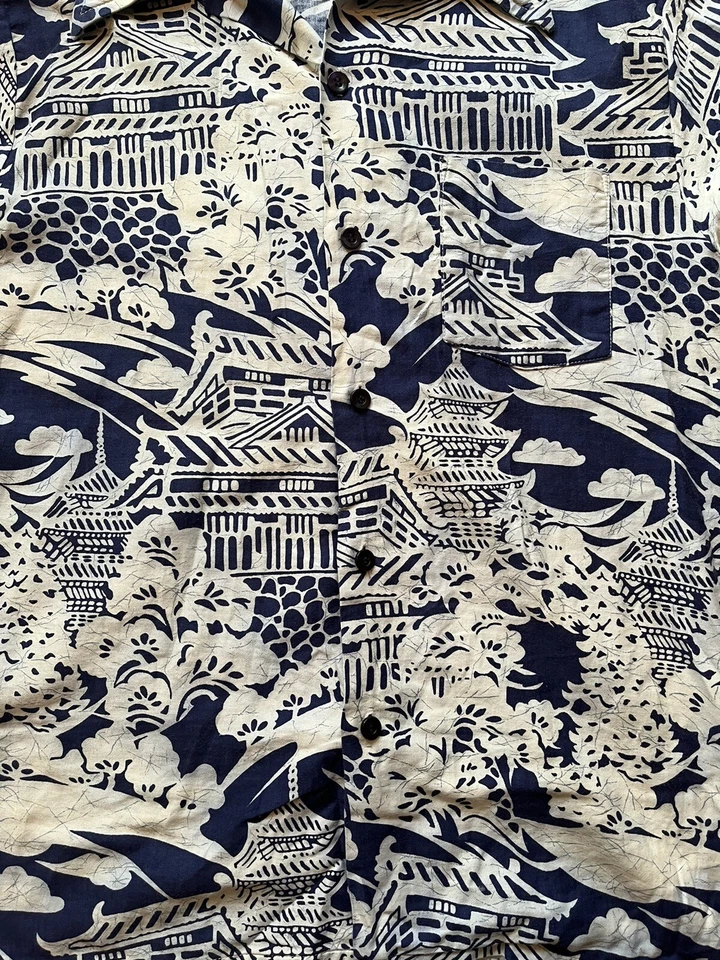 Vintage 60s 70s Jantzen Japanese Motif Button Shirt rockabilly made in usa MED - Image 3 of 4