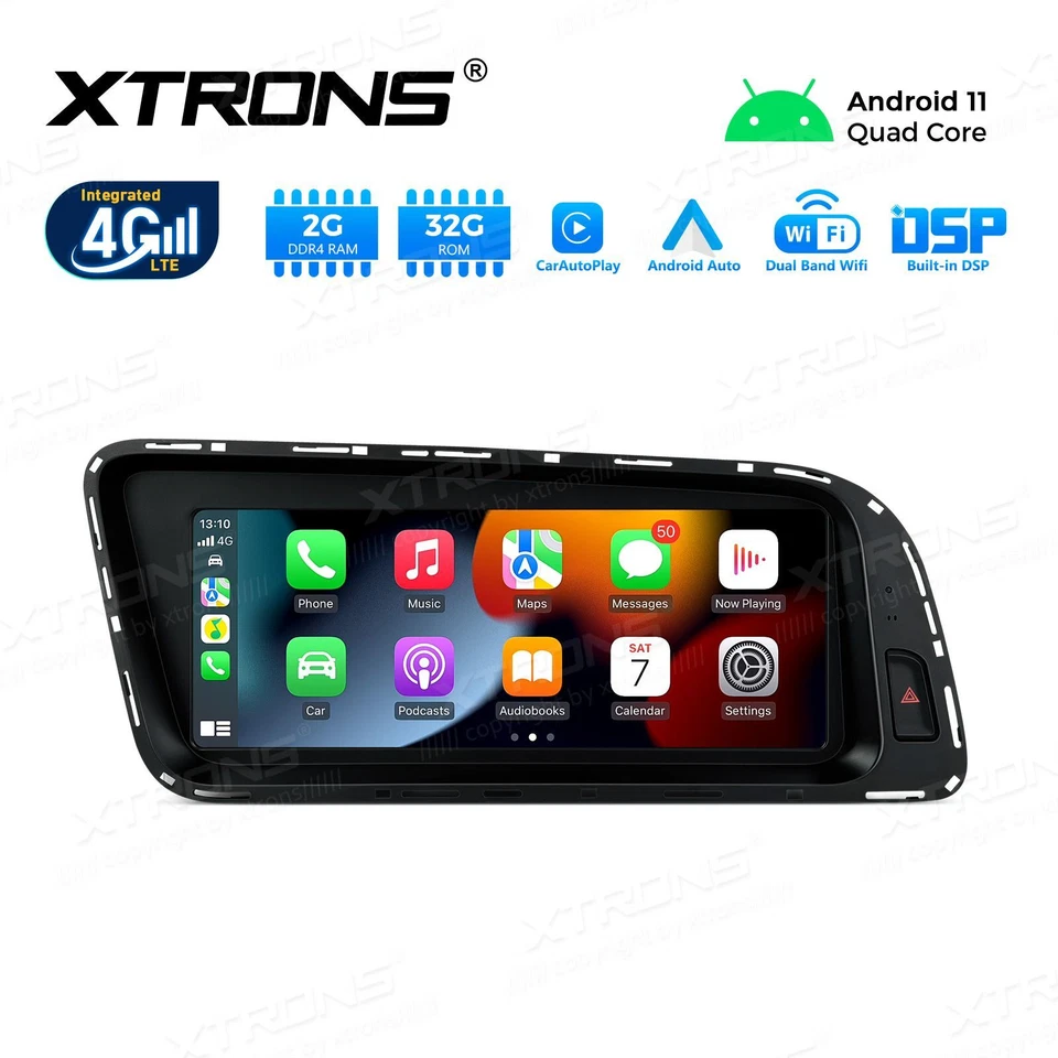AUTORADIO ANDROID 11 QUAD-CORE STEREO AUTO AUDI Q5 2009-2017 WIFI XTRONS CARPLAY - Immagine 3 di 4